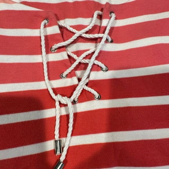 EUC- Croft & Barrow Plus Size Red White Stripe Short Sleeve Ombré shade -Size 3X - Picture 4 of 4